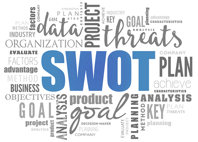 We use the SWOT methodology (Strengths, Weaknesses, Opportunities, and Threats) to drive the whole process